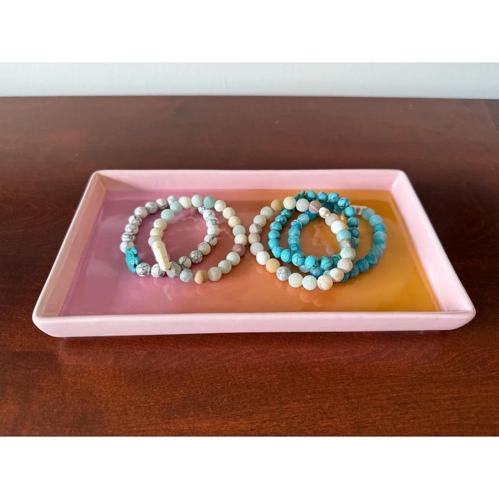 Ombré Sunset Trinket Tray: 9x5 inch Decorative Tray